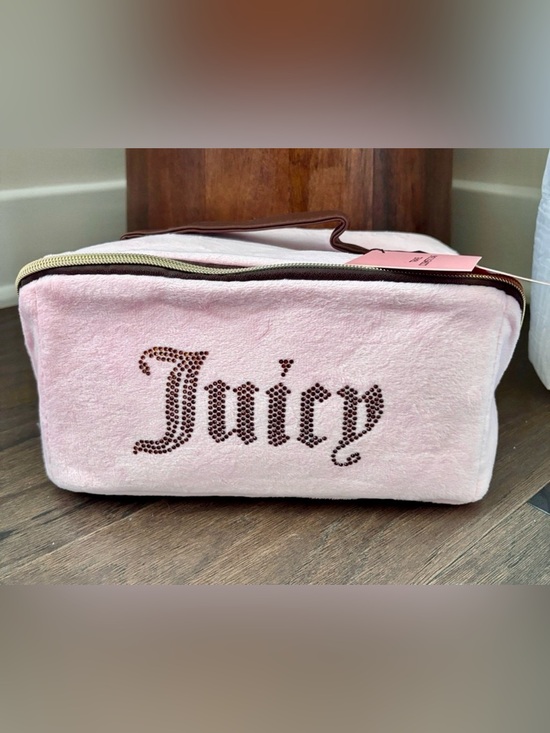 Juicy Couture Handbags - juicy Couture  Train Case,handle & zipper top,velvet feel,Juicy Rhinestone Logo